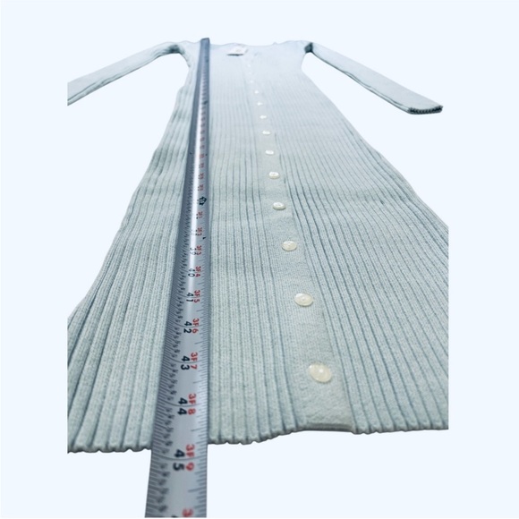 525 America Long Sleeve Ribbed Dress Set - Beige and Light Blue - Picture 8 of 13